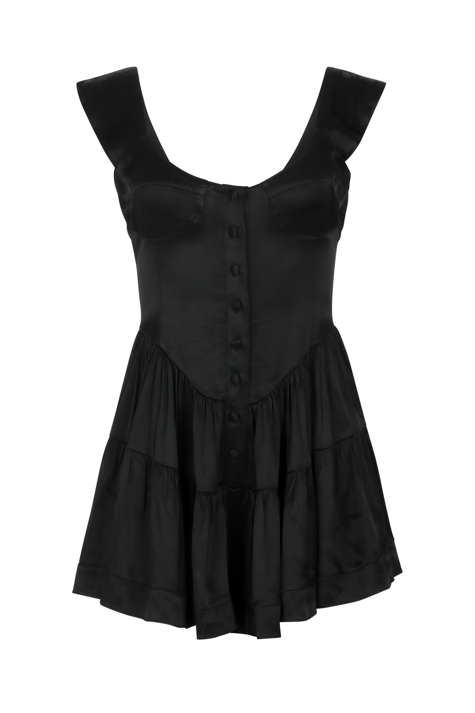 The Elisabeth Romper Dress - Black Satin