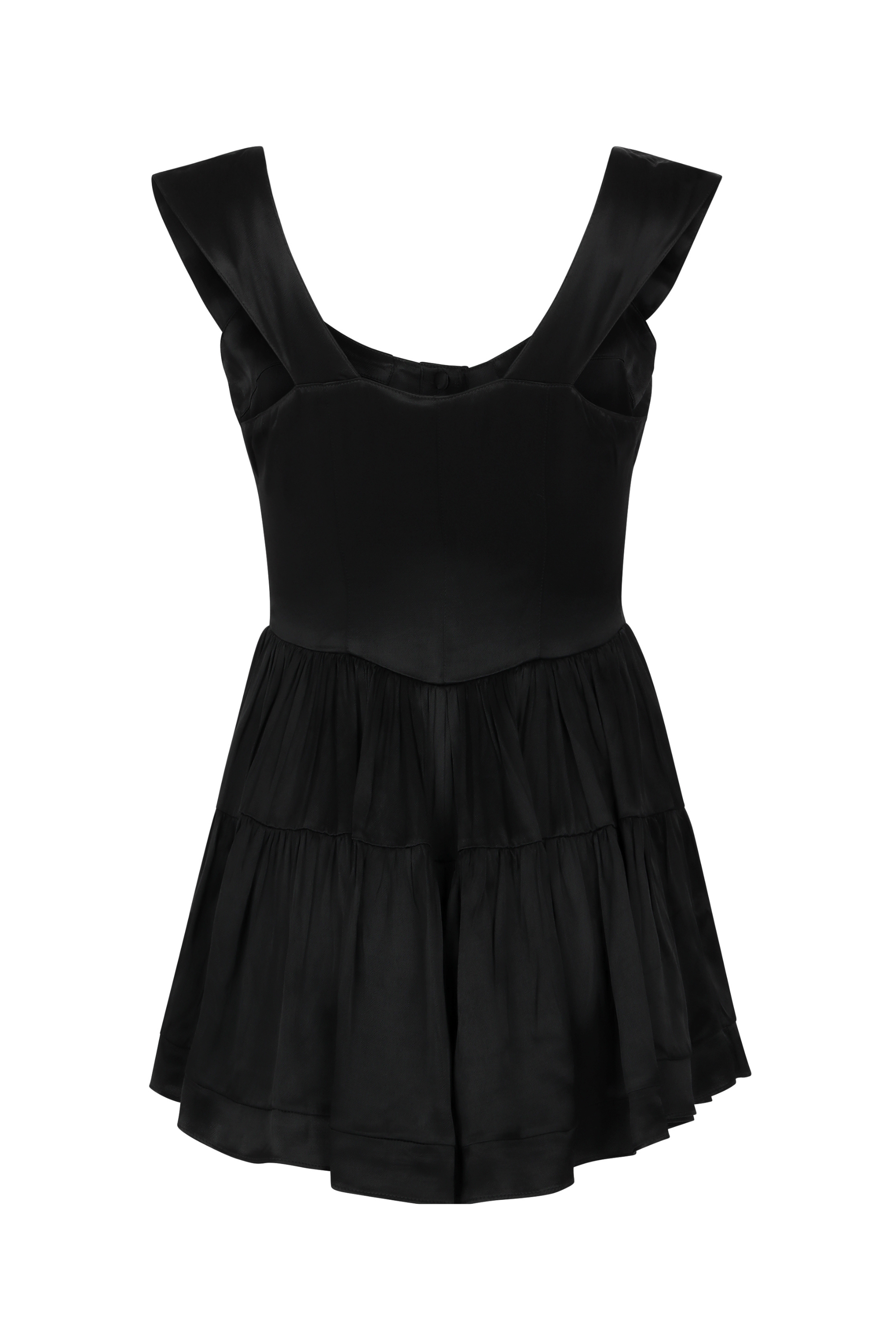 The Elisabeth Romper Dress - Black Satin