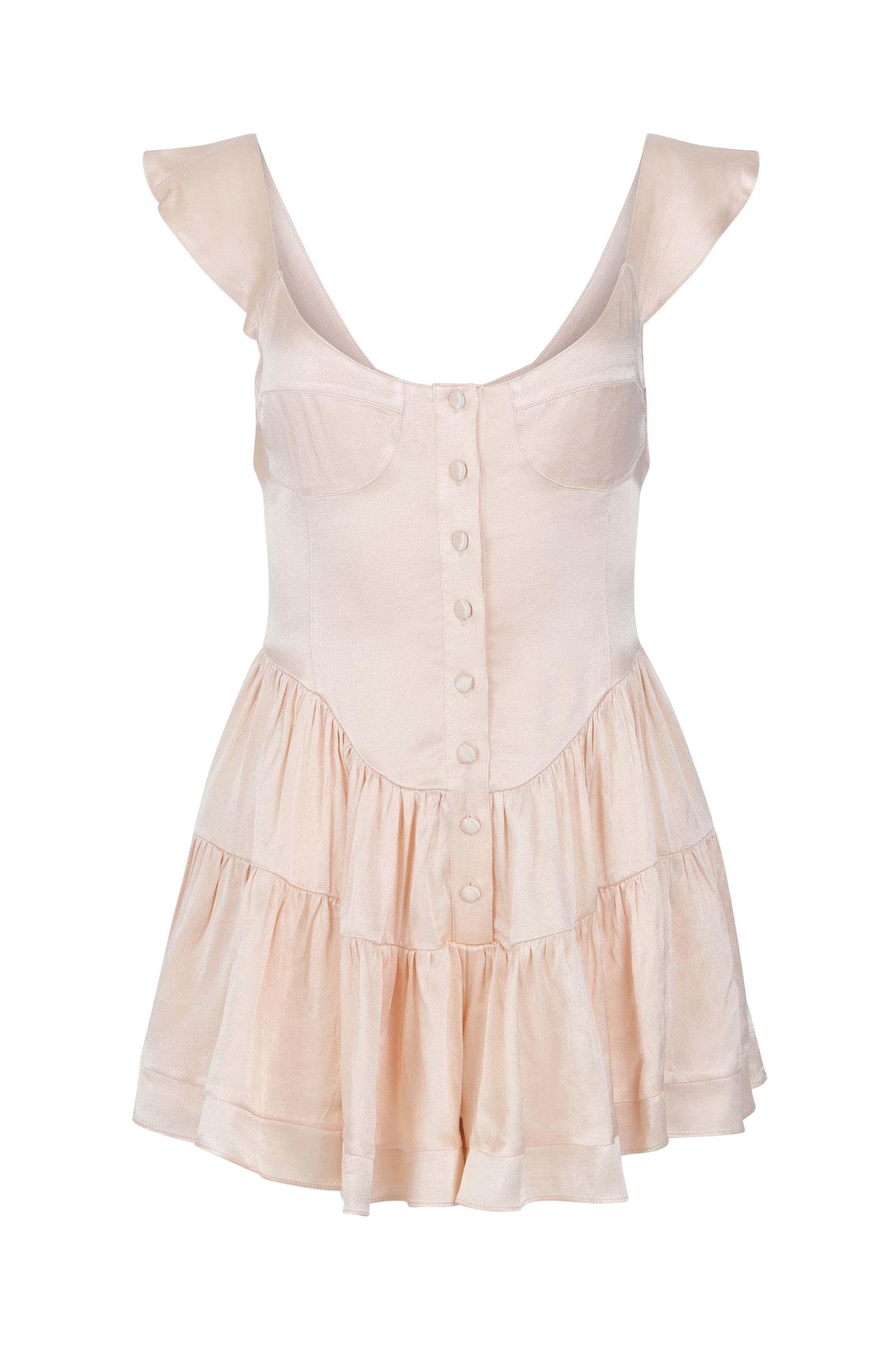 The Elisabeth Romper Dress - Cream Satin