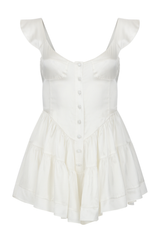 The Elisabeth Romper Dress - White Silk
