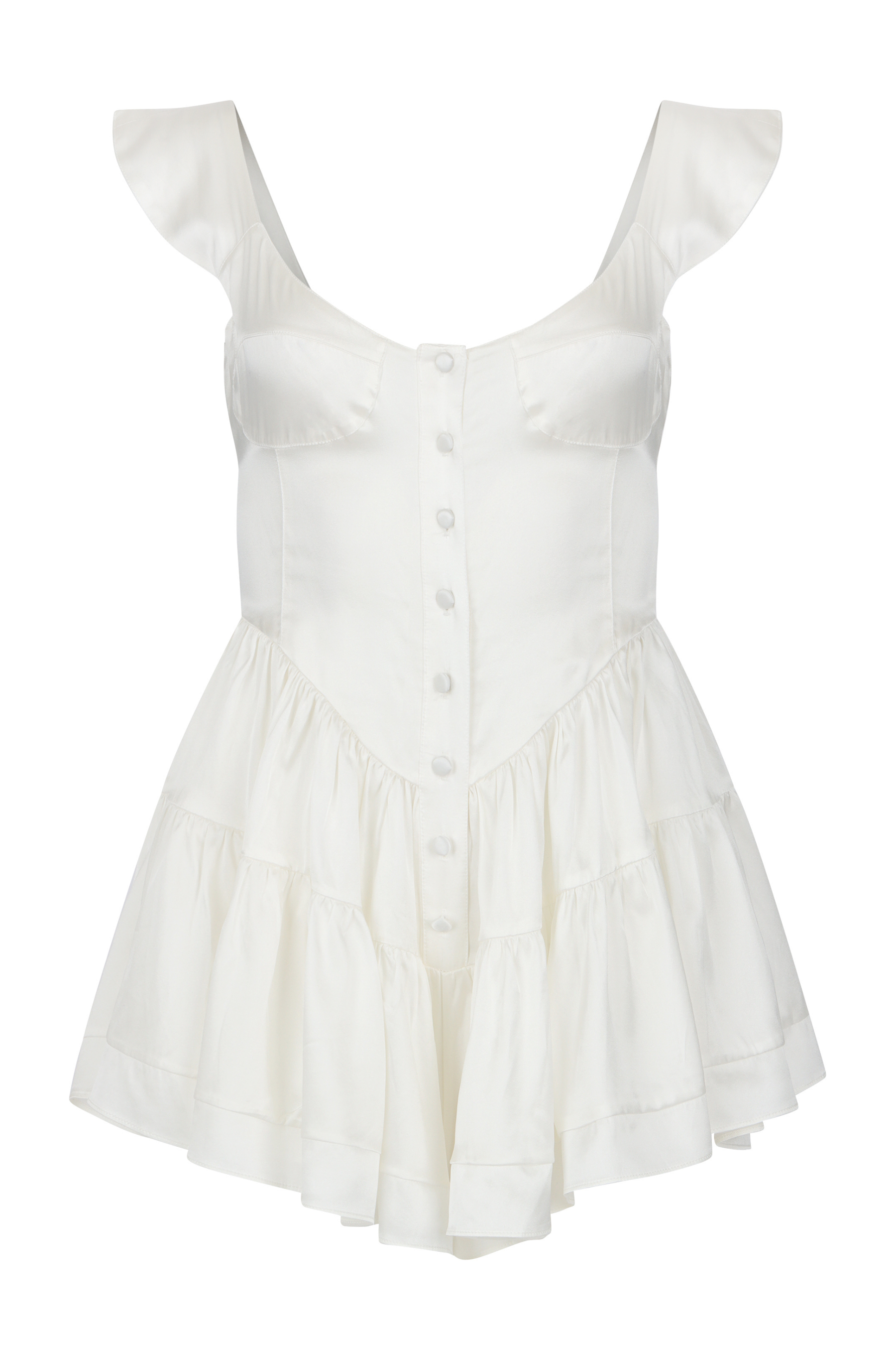 The Elisabeth Romper Dress - White Silk
