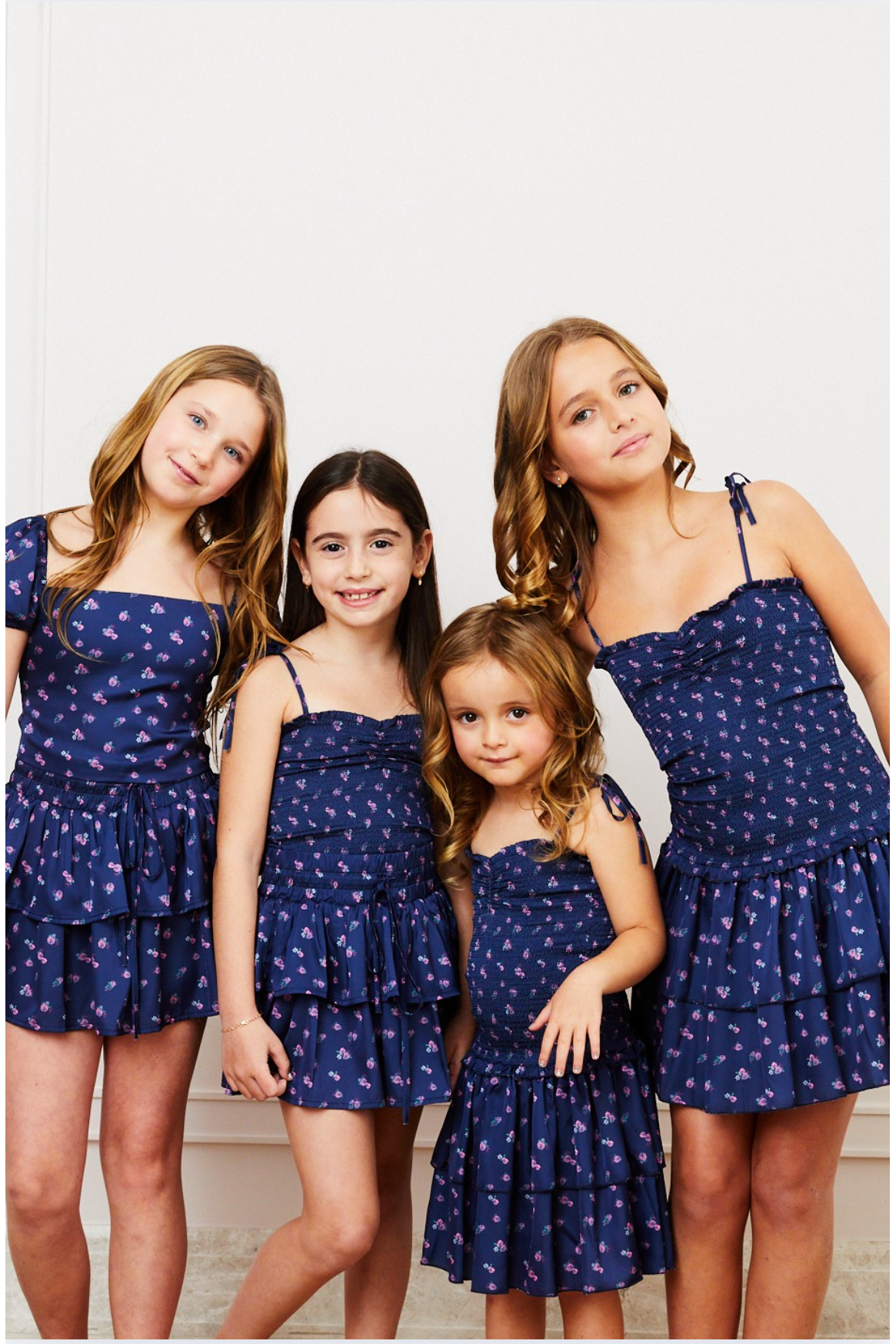 Lola Satin Smocked Ruffle Dress - Navy Rose