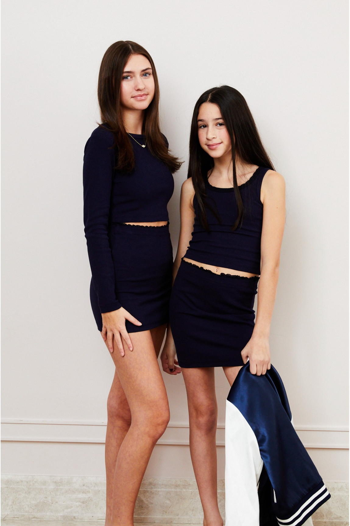 Sloane Navy  Long Sleeve Heart Cut Out Ribbed Top