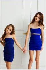 Liv Blue Mesh Reversible Cut Out Dress with Silver Straps