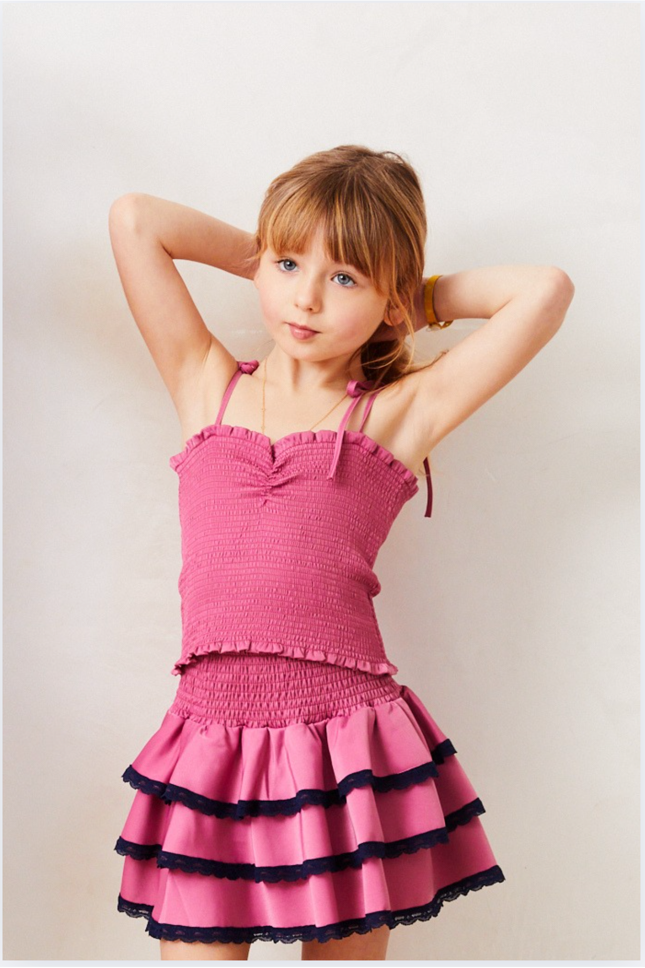 Georgia Rose Satin Smocked Top