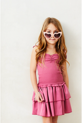Lola Satin Smocked Ruffle Dress - Rose