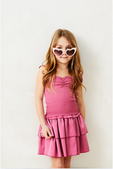 Lola Satin Smocked Ruffle Dress - Rose