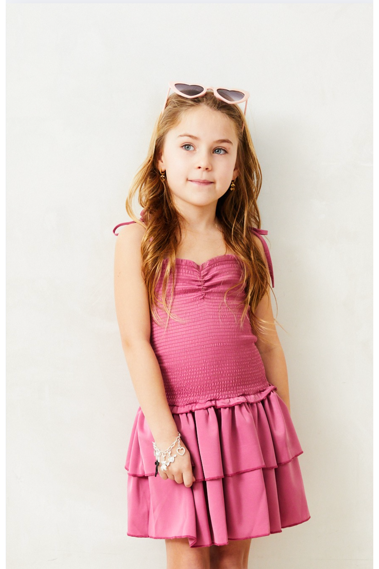 Lola Satin Smocked Ruffle Dress - Rose