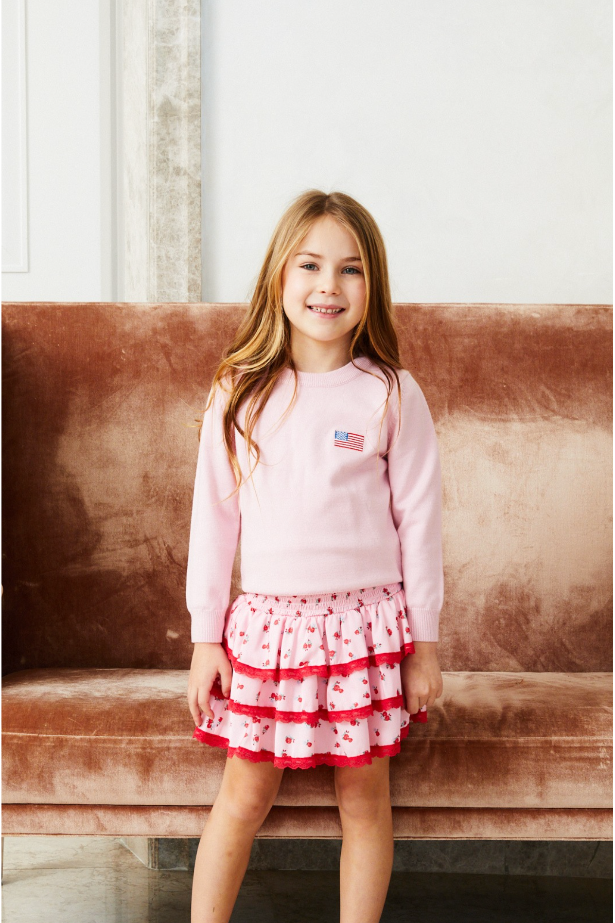 Tiegen American Flag Pink Sweater (New)