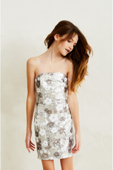 Maizy Silver Flower Sequin Dress