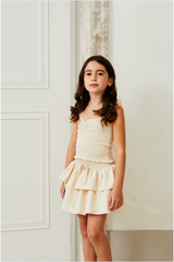 Georgia Champagne Satin Smocked Top