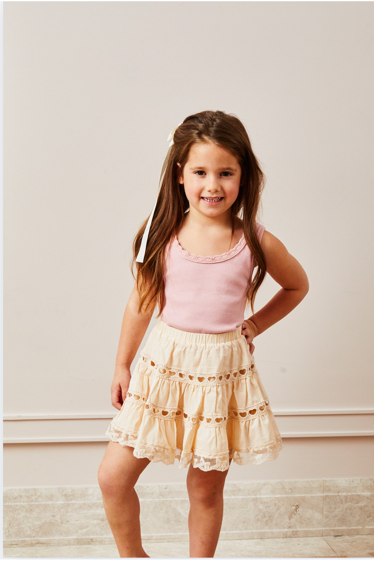 Sofia Heart Bow Lace Mini - Champagne