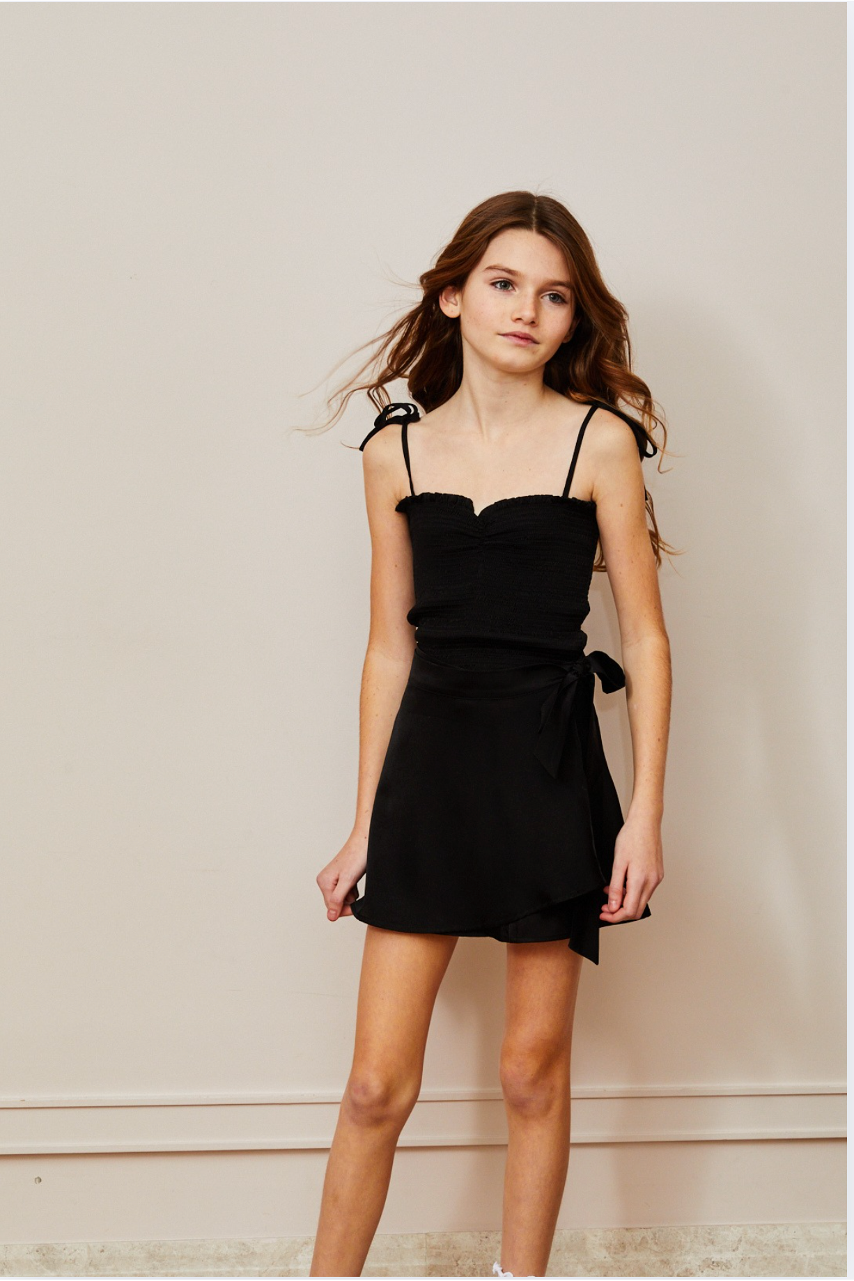 Klara Wrap Skirt Satin Black