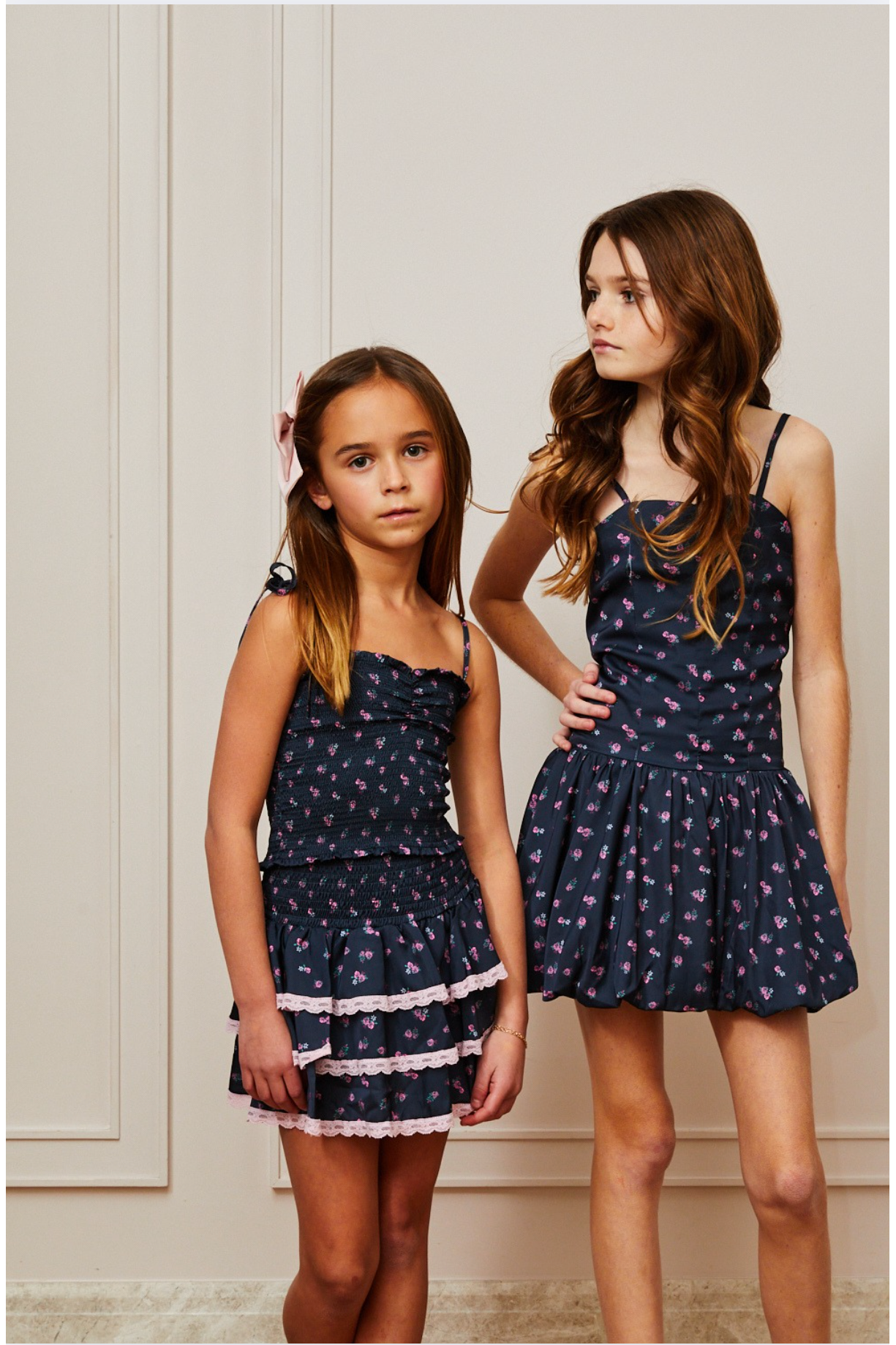 Georgia Black Rose Satin Smocked Top