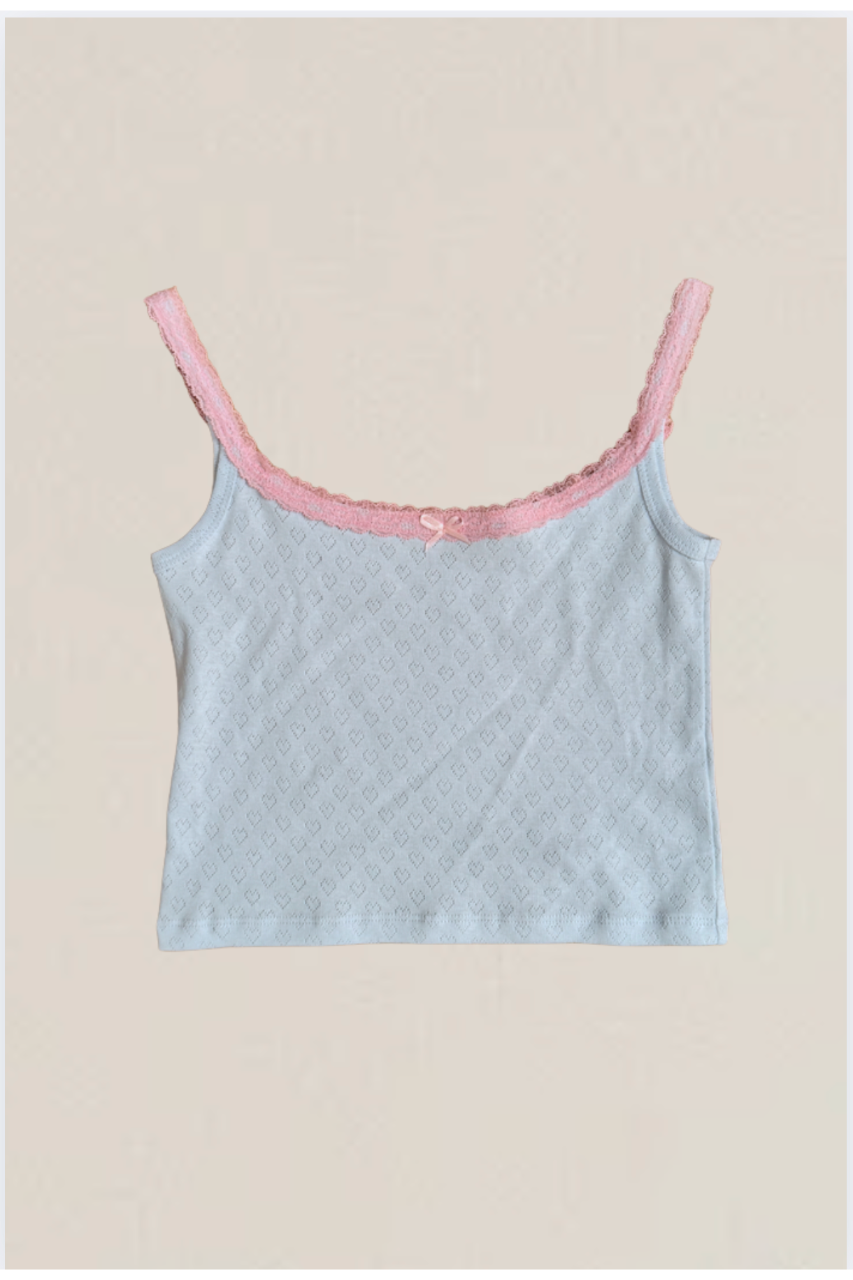 Teddy  Blue Heart Pointelle Shorts with Pink Lace