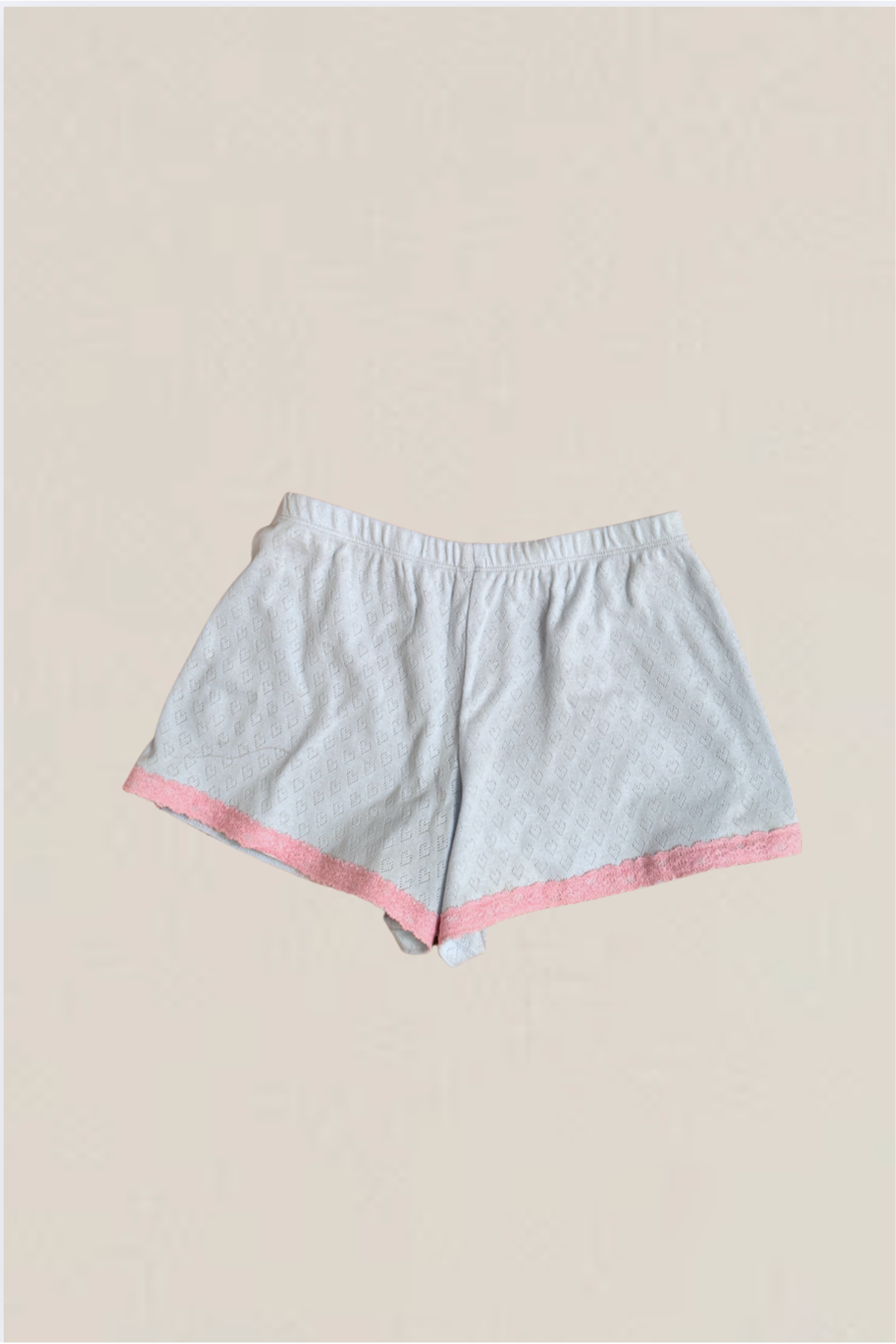 Teddy  Blue Heart Pointelle Shorts with Pink Lace