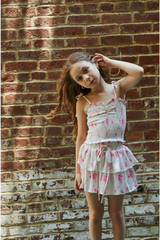 Georgia Vintage Romantic Rose Satin Smocked Top