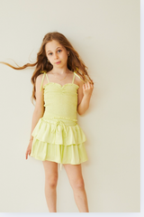 Georgia Pastel Yellow Satin Smocked Top