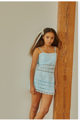 Isabella Pastel Blue Heart Bow Lace Dress