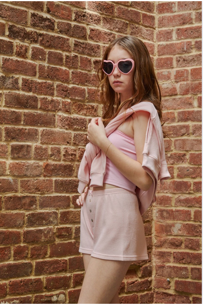 Wes Pastel Pink Waffle Short