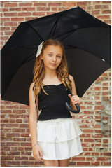 Georgia Black Satin Smocked Top