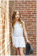 Bailey White With Black Hearts Satin Ballet Dress