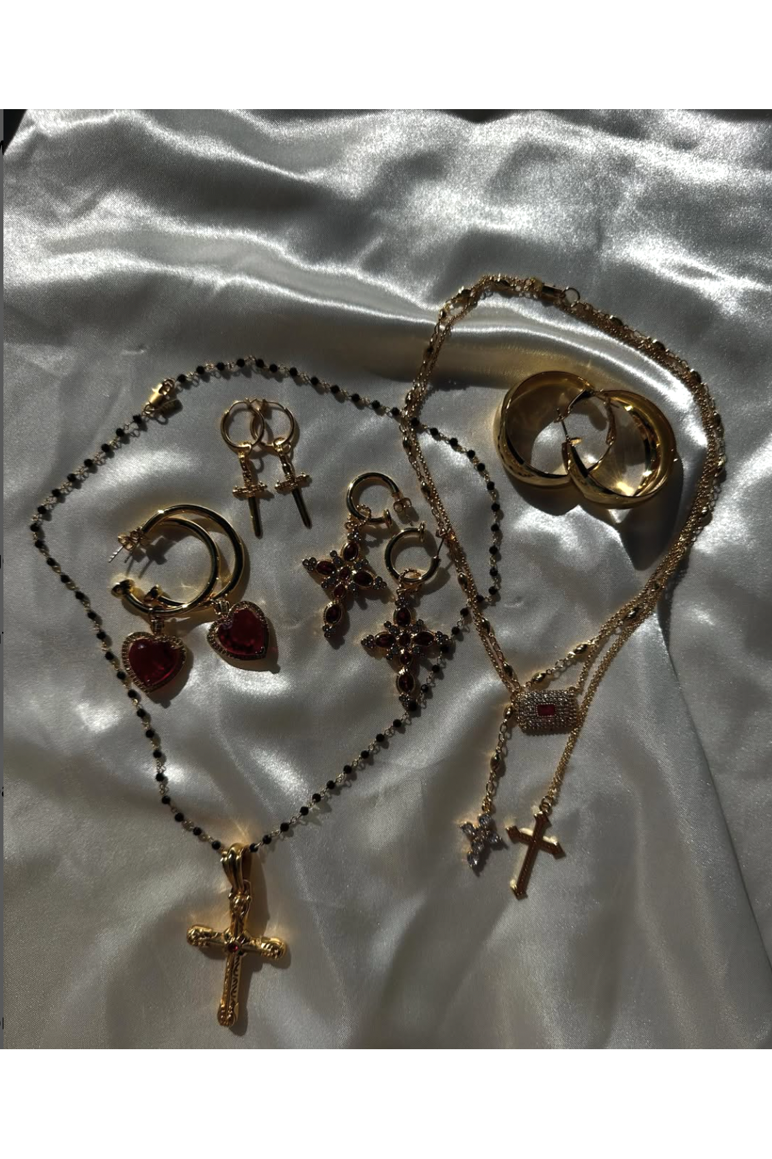 The Aalia Ruby Cross Earrings