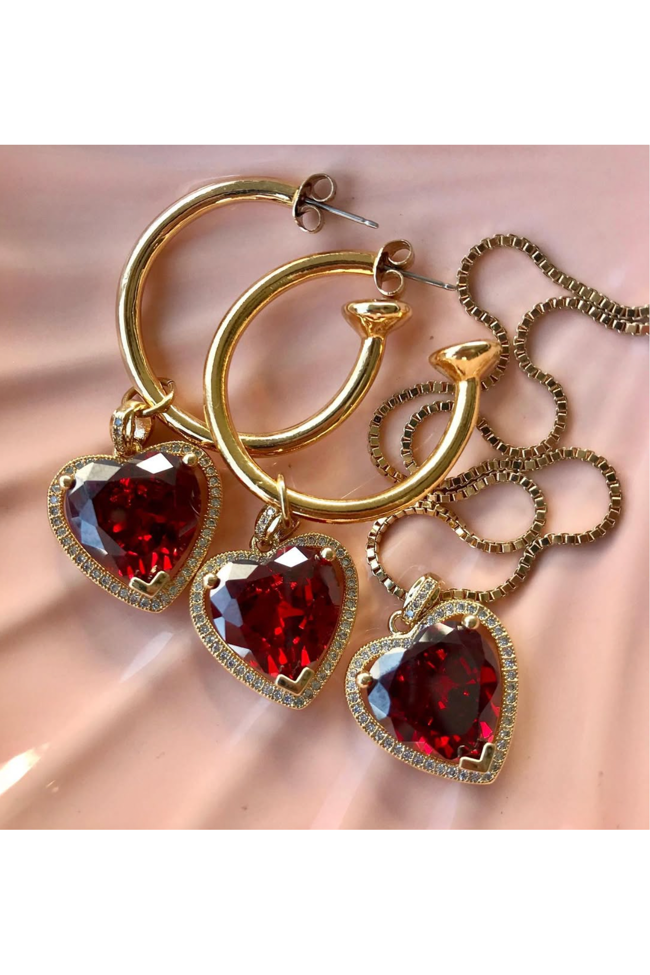 The Ruby Heart Hoop Earrings