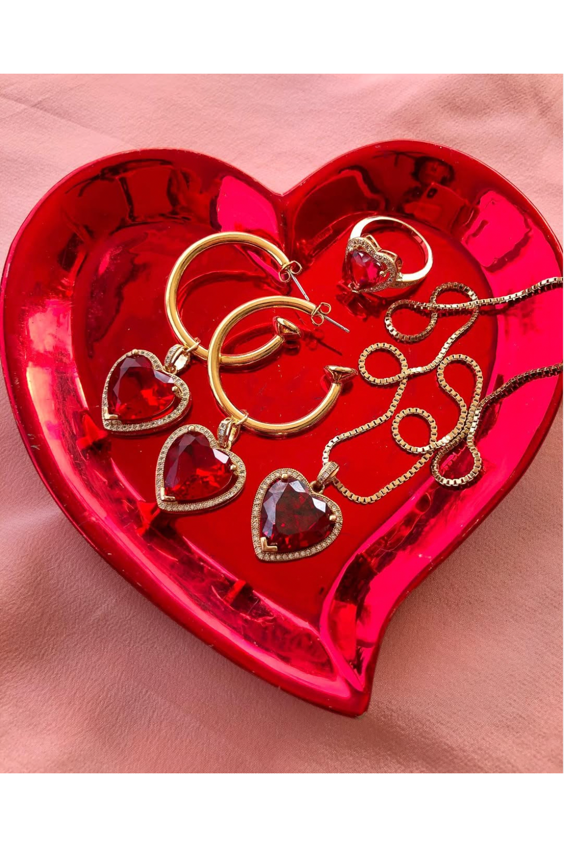 The Ruby Heart Hoop Earrings