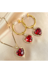 The Ruby Heart Hoop Earrings