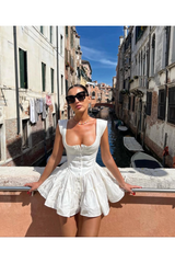 The Elisabeth Romper Dress - White Silk