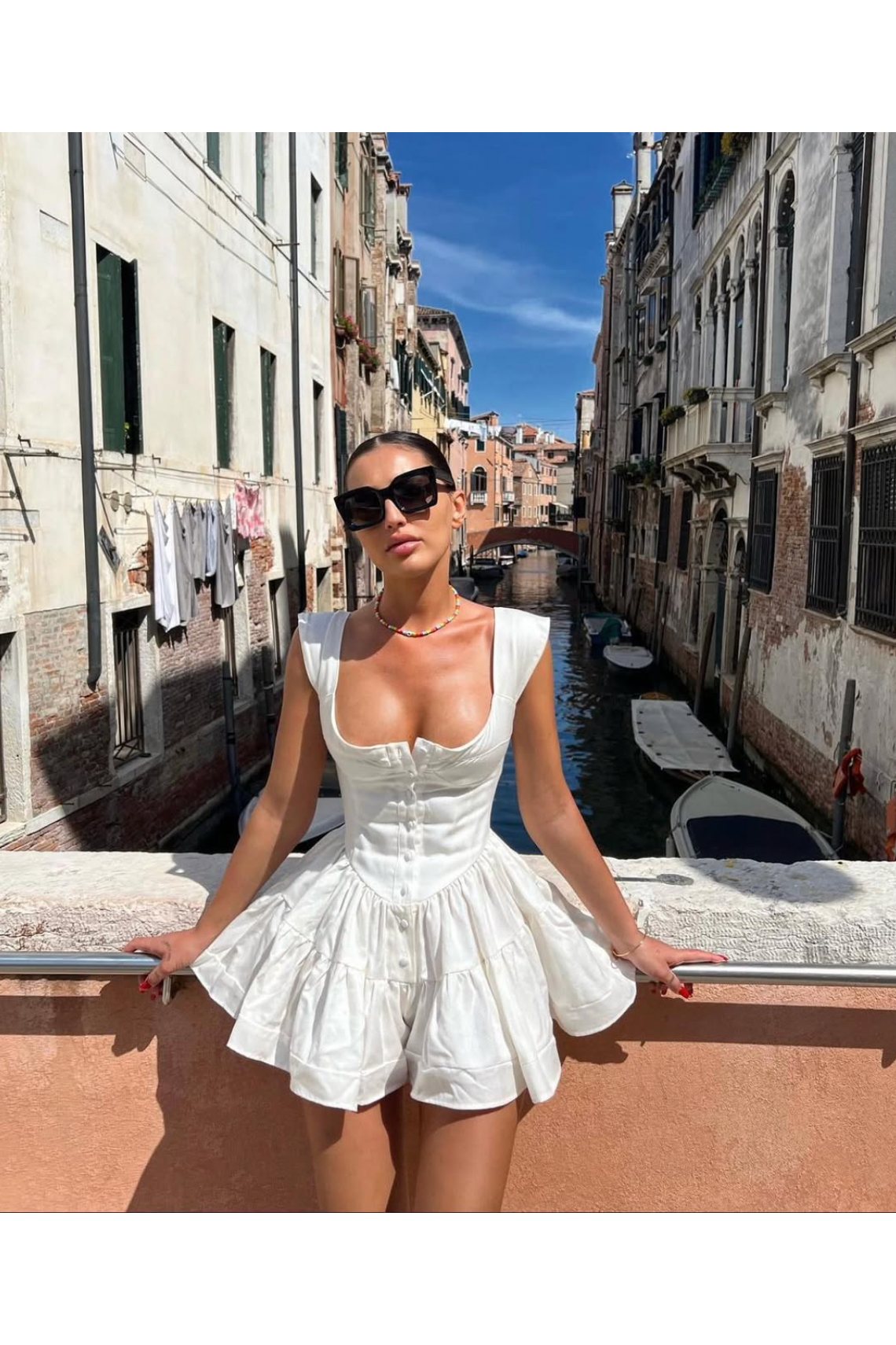 The Elisabeth Romper Dress - White Silk