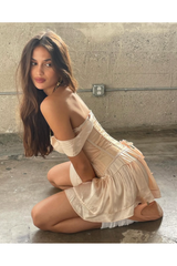 The Elisabeth Romper Dress - Cream Satin
