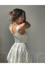 The Elisabeth Romper Dress - White Silk