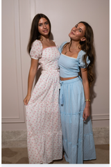 Bella White With Pastel Pink Ditsy Maxi
