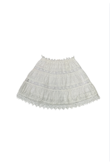 Luna White Heart & Flower Eyelet Mini Skirt
