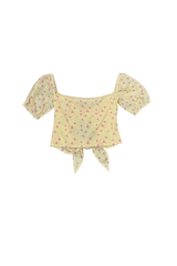 Noa Pastel Yellow Ditsy Dot Tie Back Top