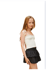 Georgia White Satin Smocked Top