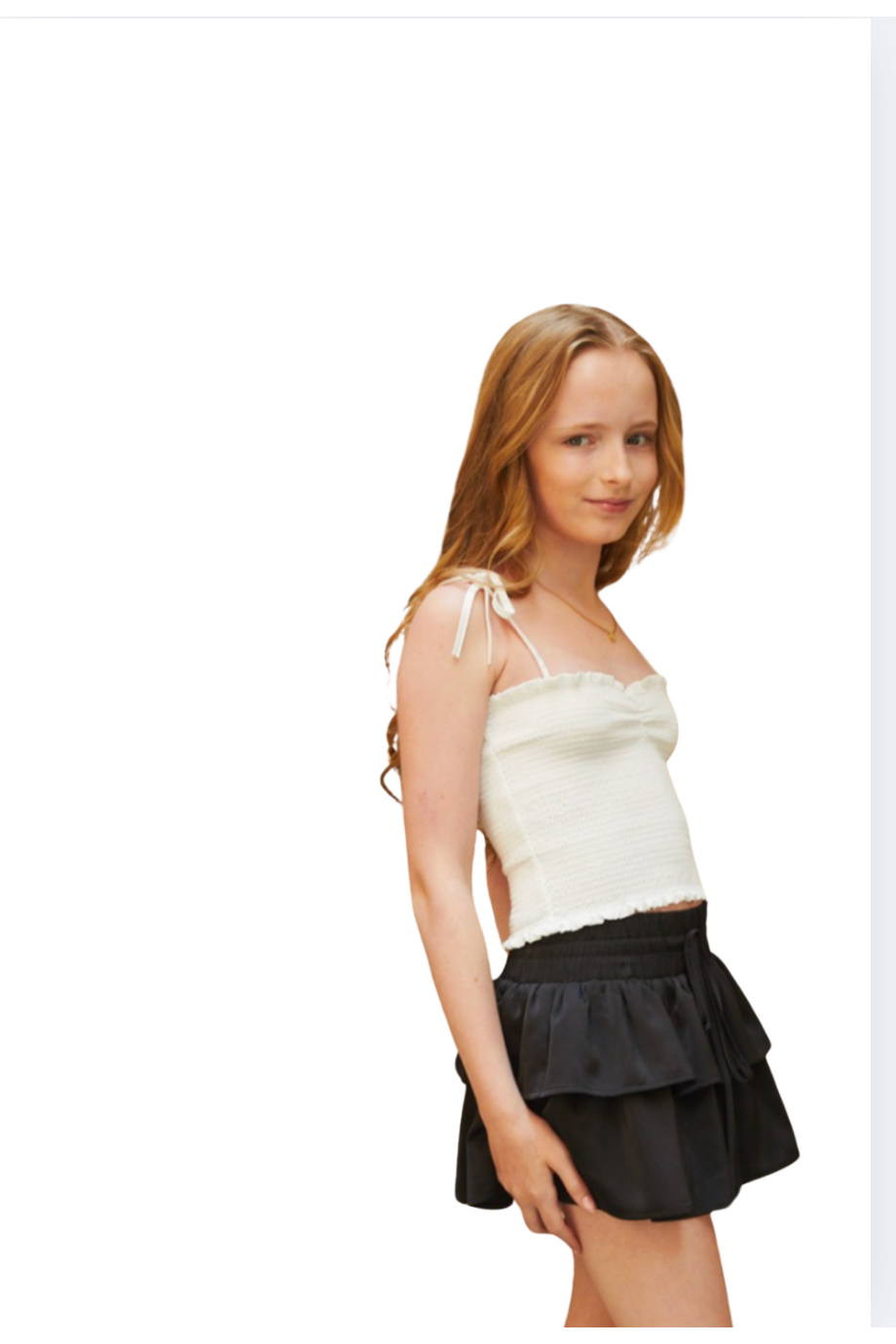 Georgia White Satin Smocked Top