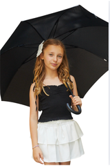 Georgia Black Satin Smocked Top