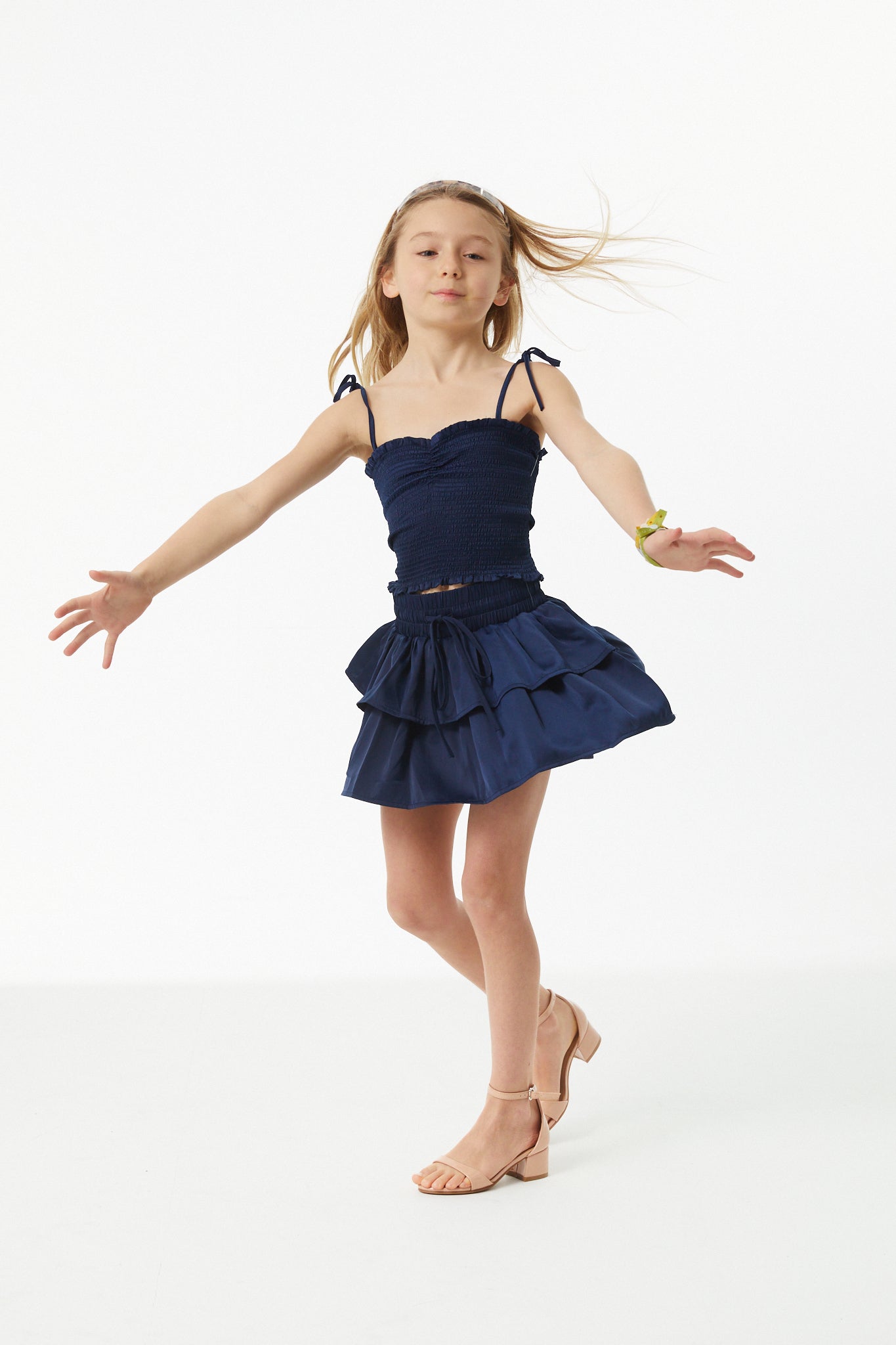 Willow Navy Satin Skort