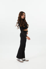 Lucy Black Long Sleeve Crop Top
