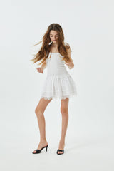 Lola White Heart Smocked Ruffle Dress