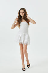 Lola White Heart Smocked Ruffle Dress