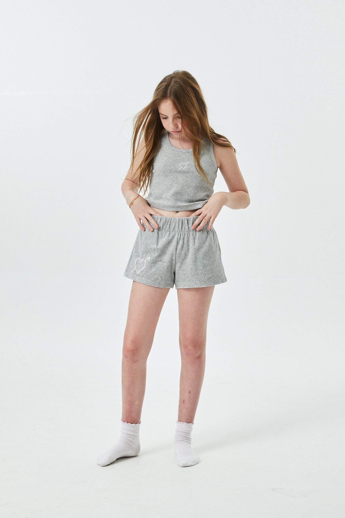 Sammie Grey With Heart & Arrow Terry Shorts