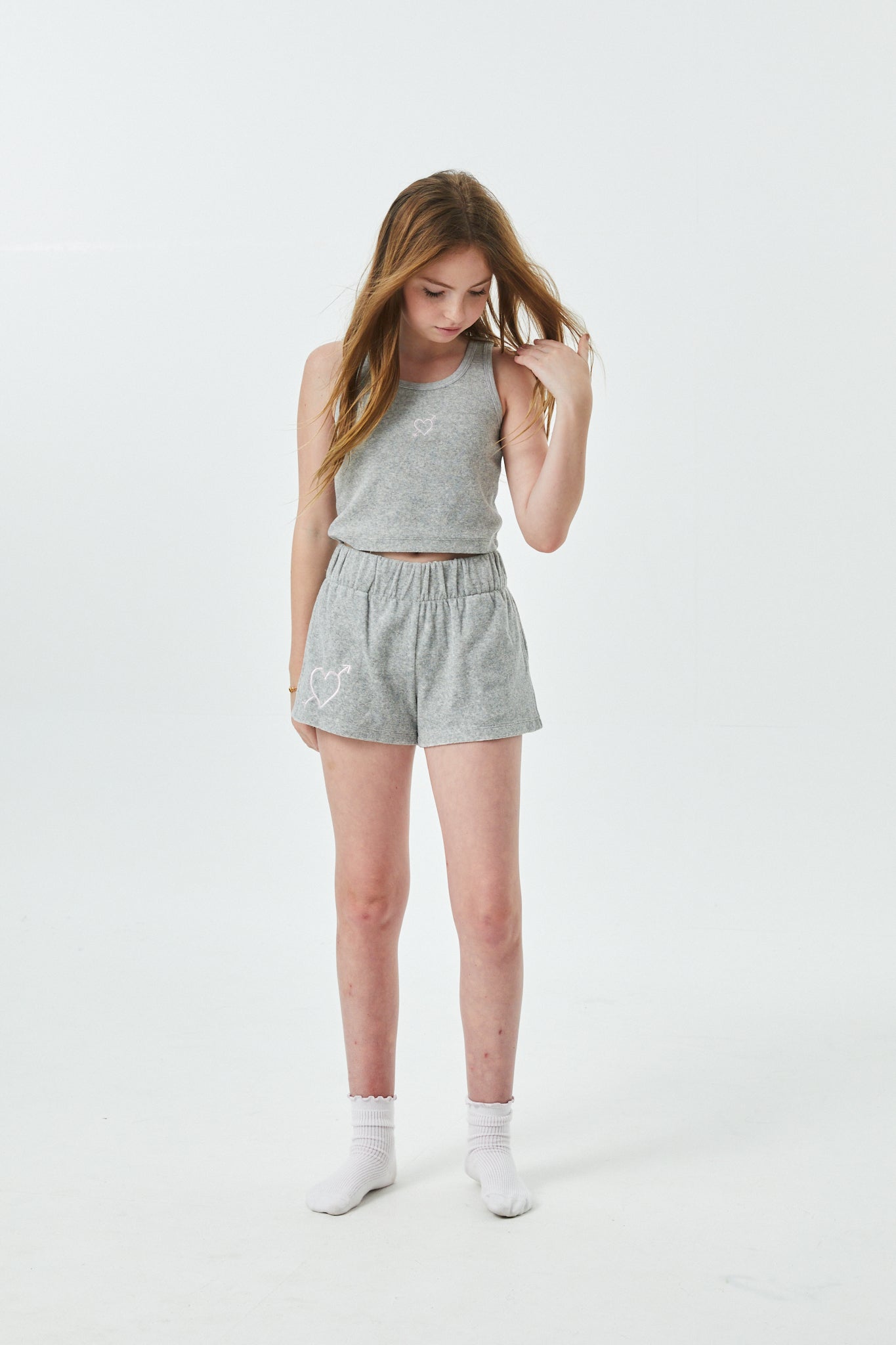 Sammie Grey With Heart & Arrow Terry Shorts