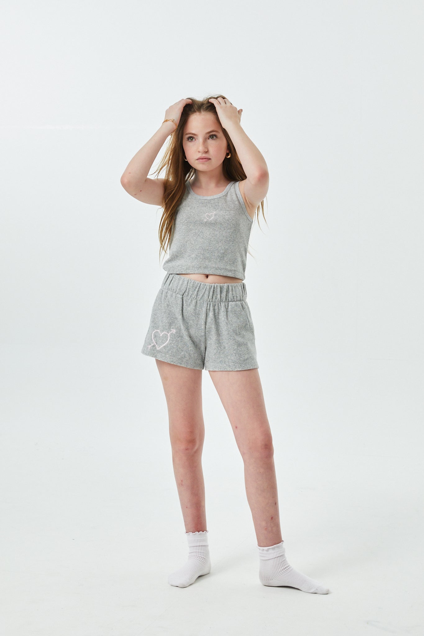 Sammie Grey With Heart & Arrow Terry Shorts