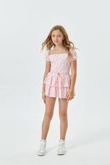 Willow Pastel Pink Ditsy Satin Skort