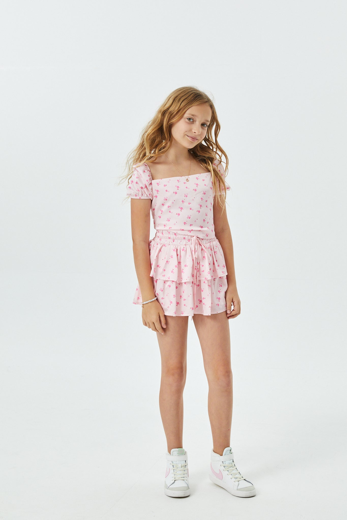 Willow Pastel Pink Ditsy Satin Skort