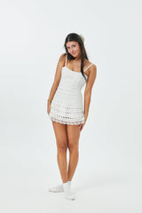 Isabella White Heart Bow Lace Dress